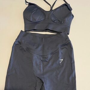 Gymshark Charcoal Sports Bra and Shorts Set